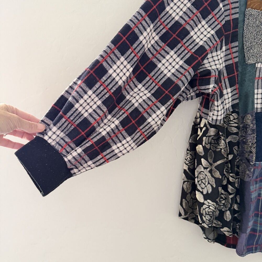 Vintage Lee Andersen Patchwork Wearable Art Shirt Jacket Boho Artsy Y2K - Picture 12 of 16